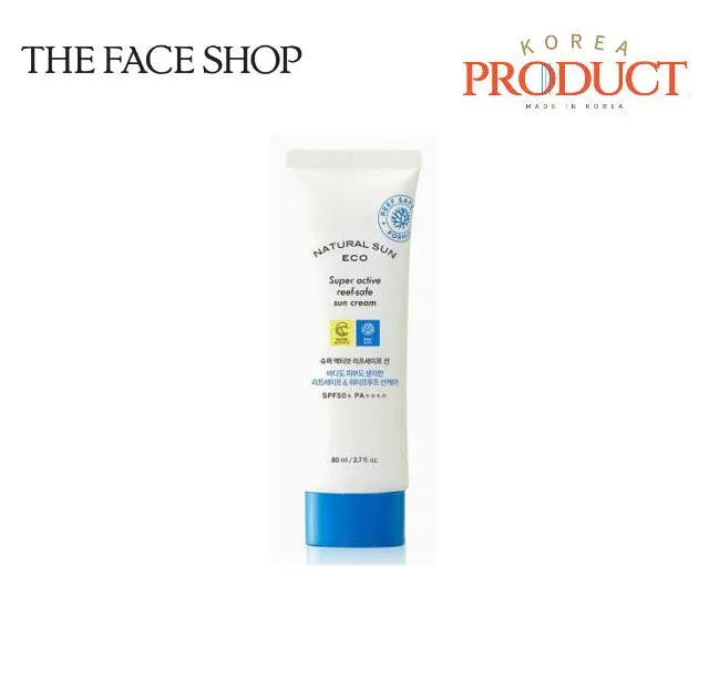【THEFACESHOP】【送料無料】ナチュラルサン エコ スーパーアクティブ リーフセーフサン 80ml
