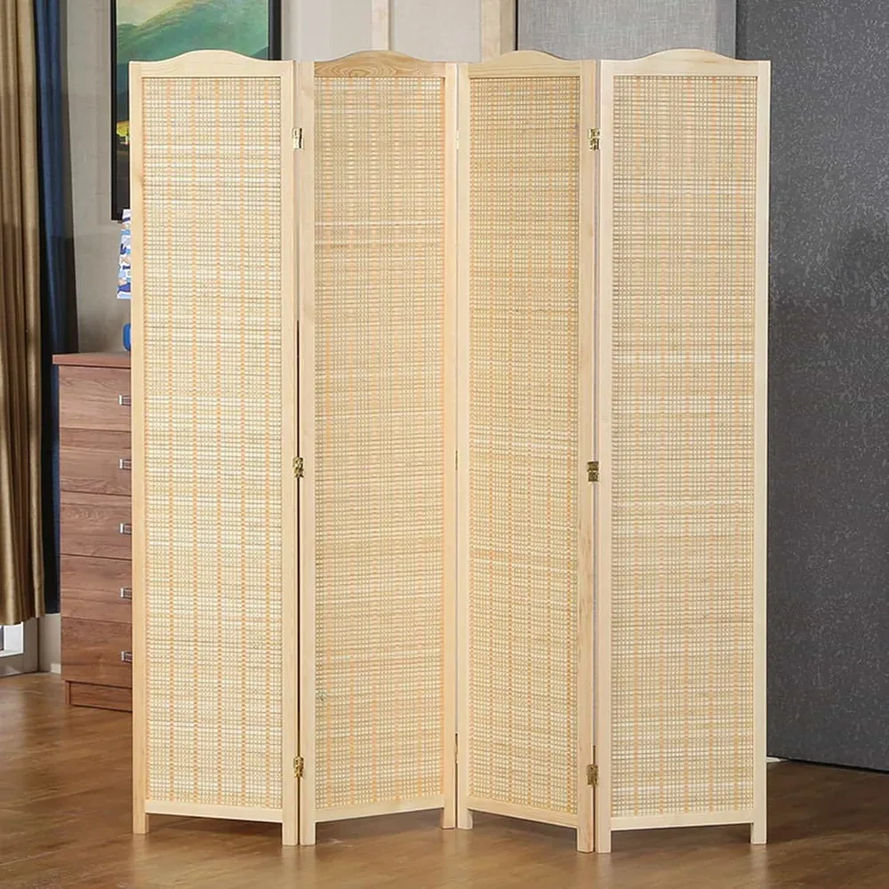 木製 スクリーン 4連タイプ 衝立 高さ180cm 可動式 タイプ1 パーティション パーテーション 間仕切り 目隠し 460度可動 折りたたみ可能 省スペース 天然木製 180*40*4 アンティー