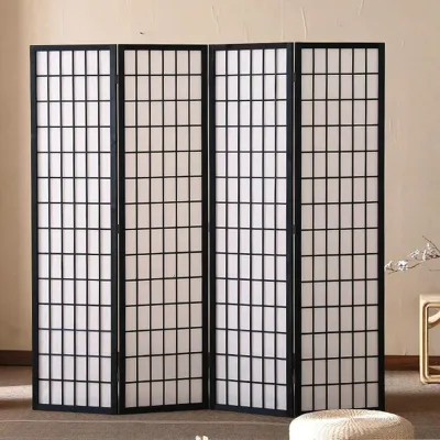 パーテーション 木製 高め 間仕切り タイプ2 高さ180cm 180*45*4 軽量 障子スクリーン 自立 おしゃれ プライバシー 収納 風通し 角度自由 4連 屋内 和風 折り畳み アジアン 布