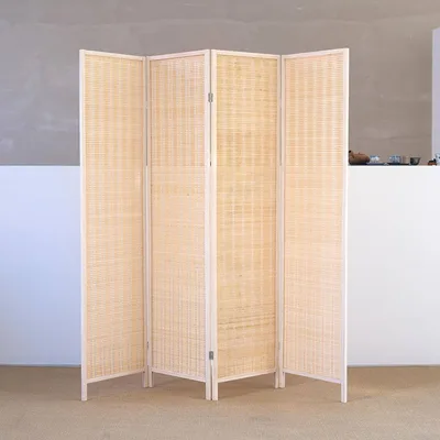 ついたて 間仕切り パーテーション 木 180*45*4 自立 目隠し 衝立 おしゃれ パーティション 竹編みスクリーン 折りたたみ 木製パーテーション 天然木 高さ180cm 4連 コンパクト アジ