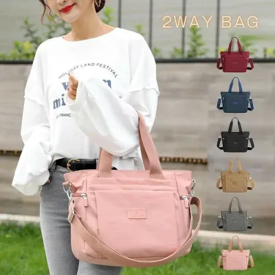 【新品発売期間最大12%割引】シンプル ビジネス シンプル 旅行 ママバッグ 無地 丈夫 肩掛け 斜めがけ かばん 軽量 ファスナー付き 可愛い おしゃれ マザーズバッグ ポケット多い 無地 撥水 軽い 通学 通勤 ショルダーバッグ ナイロン 2way レディース トートバッグ