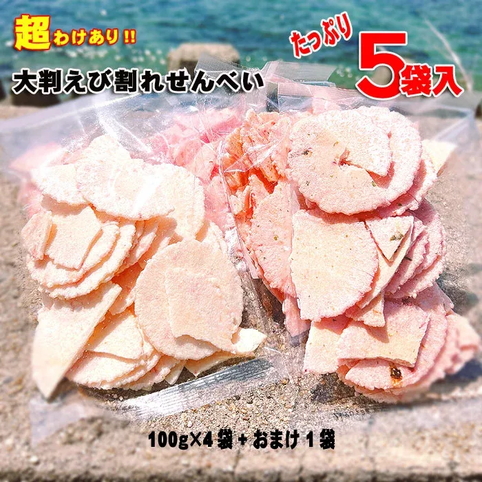大判 割れせん 5袋セット100g×5袋 老舗 えびせんべい せんべい えびせん 煎餅 おせんべい われせん 訳あり わけあり 1000円 ポッキリ ぽっきり 福袋 贈り物 お取り寄せ お試し 和菓子 お菓子 スイーツ ギフト 保存食 日持ち 食品 お返し