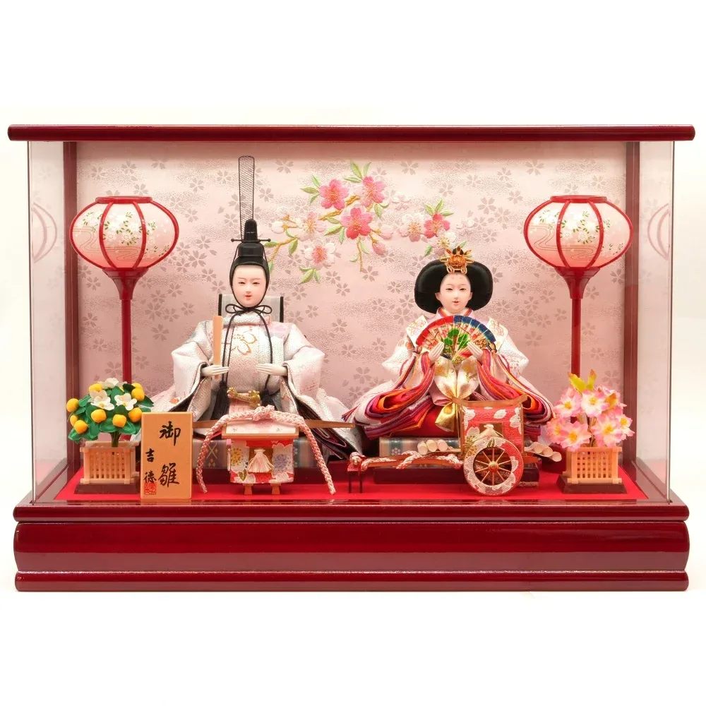 【雛人形】ケース親王飾り「舞桜刺繍アクリル」(322598)
