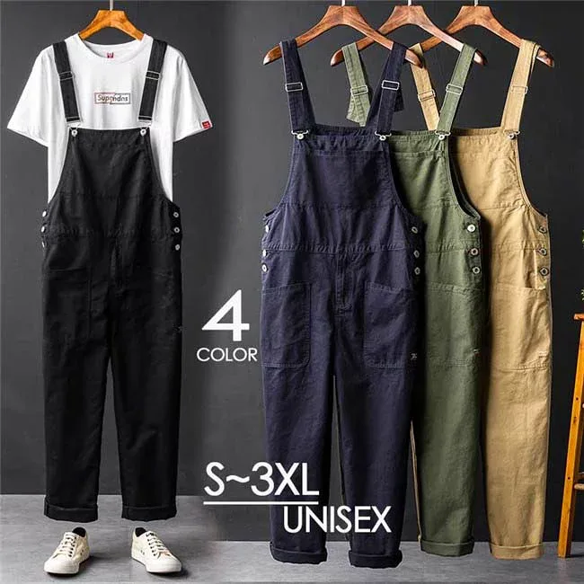 オーバーオール サロペット 綿 メンズ つなぎ オールインワン サスペンダー ズボン ワークパンツ 作業服 無地 カジュアル おしゃれ お洒落 かっこいい 春 夏 秋グローリーパーク