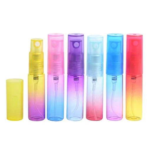 Frcolor ボトル 5ml 12本セット アトマイザー 香水瓶 霧吹き ミニ カラー 容器 ガラス製 詰め替え 小分けボトル 携帯 (ランダムに混色)