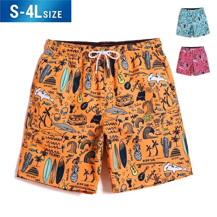 水着 メンズ サーフパンツ 柄 オレンジ ピンク ブルー 海パン サーフショーツ ボードショーツ ハーフパンツ S-4L 大きいサイズ 膝丈 ひ