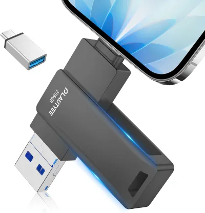 USBメモリ 4in1 256GB 高速 iPhone USBメモリー 回転式 iOS/Type-C/USB/Micro USB フラッシュメモリ 大容量 写真保存 スマホ データ バックアップ Phone/Pad/PC/Macbook/Android対応 外付けメモリ 容量不足解消 ブラック iPhone 17/16/15/14/13/12/Pad Air各種対応