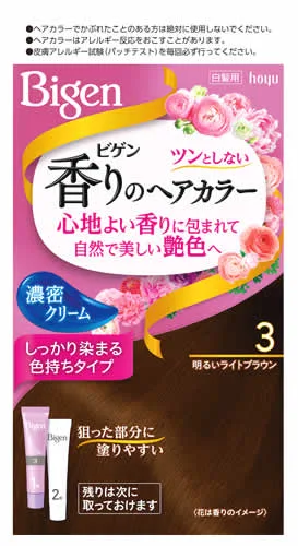 ホーユー ビゲン 香りのヘアカラー クリーム 3 明るいライトブラウン (1個) 白髪染め 【医薬部外品】