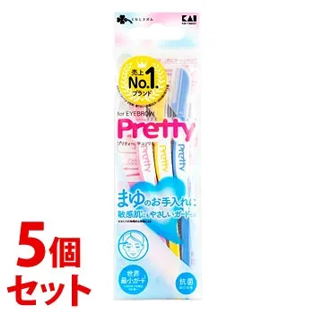《セット販売》 くらしリズム プリティー マユ用カミソリ L (3本入)×5個セット まゆそり用カミソリ