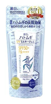 熊野油脂 麗白 ハトムギ UVミルキージェル SPF50+ PA++++ チューブタイプ 袋入り (80g) 顔・からだ用 日やけ止め