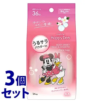 《セット販売》 マンダム マンダムハッピーデオ ボディシート うるサラ 花せっけん (36枚)×3個セット デオドラントシート