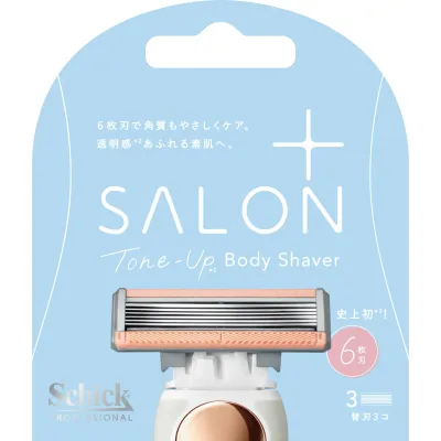 シック サロンプラス トーンアップ ボディシェーバー 替刃 (3個入) ムダ毛ケア カミソリ 6枚刃 女性用 Schick