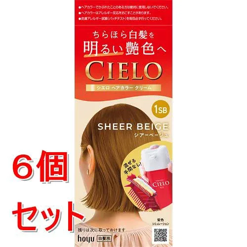 《セット販売》 ホーユー シエロ ヘアカラー EX クリーム 1SB シアーベージュ(40g+40g)×6個セット 白髪染め【医薬部外品】