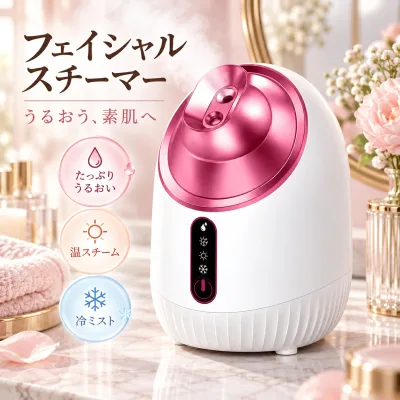 スチーマー フェイススチーマー 美顔器 フェイシャルスチーマー 温冷スチーマー 温冷ミスト ナノミスト スキンケア 保湿 うるおい 毛穴ケア クレンジング メイク落としサポート 4モード 温スチーム 冷ミスト パック併用 おうちエステ フェイスケア 美容家電 自宅ケア