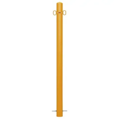 帝金 帝金バリカー ピラー型 φ60.5 スチール製 固定式 片フック φ60.5×H85 黄色 52-A 片フック 1本