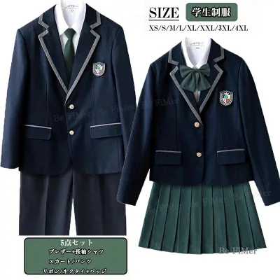 【送料無料】入学準備 高校制服5点セット 本格制服 ブレザー jk制服 女子高生 制服 プリーツスカート ブレザー リボン チェック柄 学生服 スクール 制服 通勤 卒業式スーツ 学園祭 仮装 コスプレ 文化祭 セーラー服 ジャケット 通学 学院風 男子 仮装 学校 高校生
