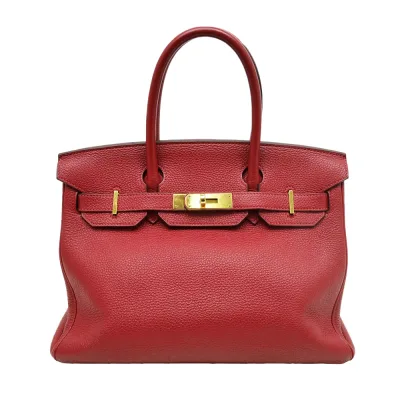 【名東】【HERMES】エルメス バーキン30 トートバッグ ルージュグレナ トゴ A刻印 2017年製造 ゴールド金具【中古】