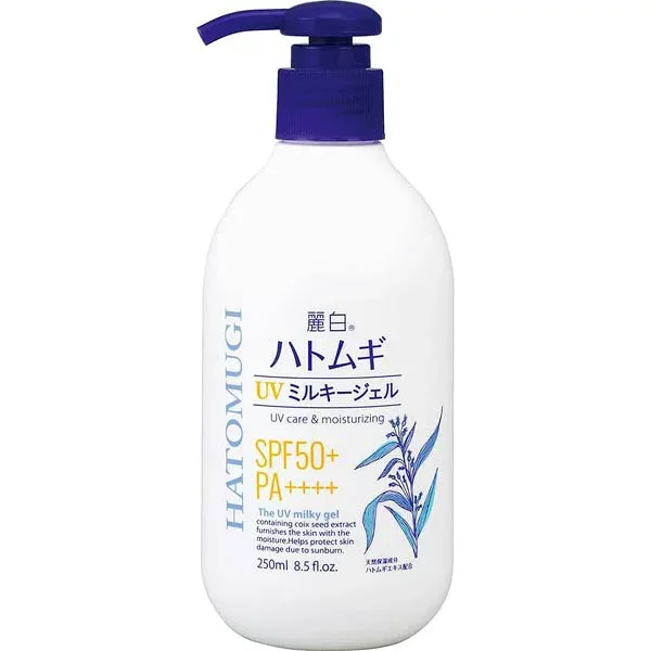 【3個セット】 熊野油脂 麗白 ハトムギ UVミルキージェル SPF50+ PA++++ ポンプタイプ 250ML 日焼け止め ミルキージェル ジェル レイハク 日焼け止めジェル ポンプ