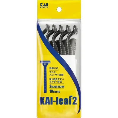 GA0122 KAI leaf2 10本入 貝印 男性用カミソリ 髭剃り 使い捨て ヒゲソリ