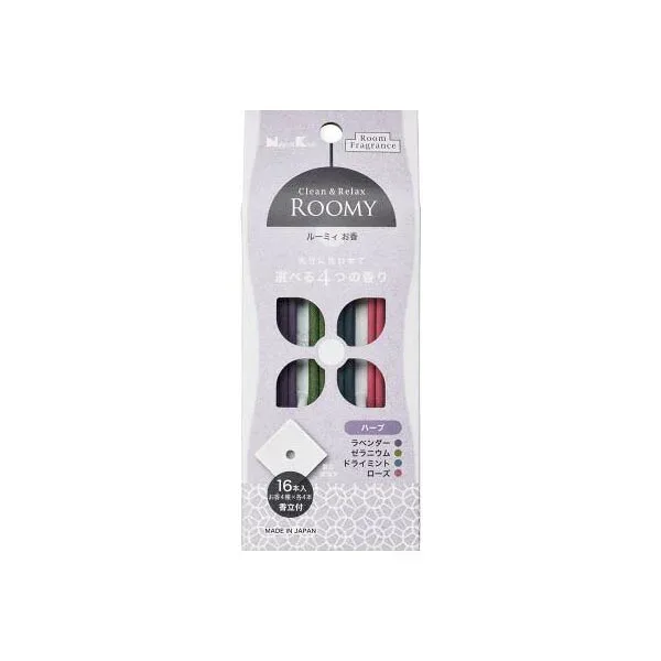 【5個セット】 ROOMY Clean Relax ハーブアソート スティック線香 本体 37174 ルーミィ インセンス ルームフレグランス 室内 ラベンダー ゼラニウム ミント
