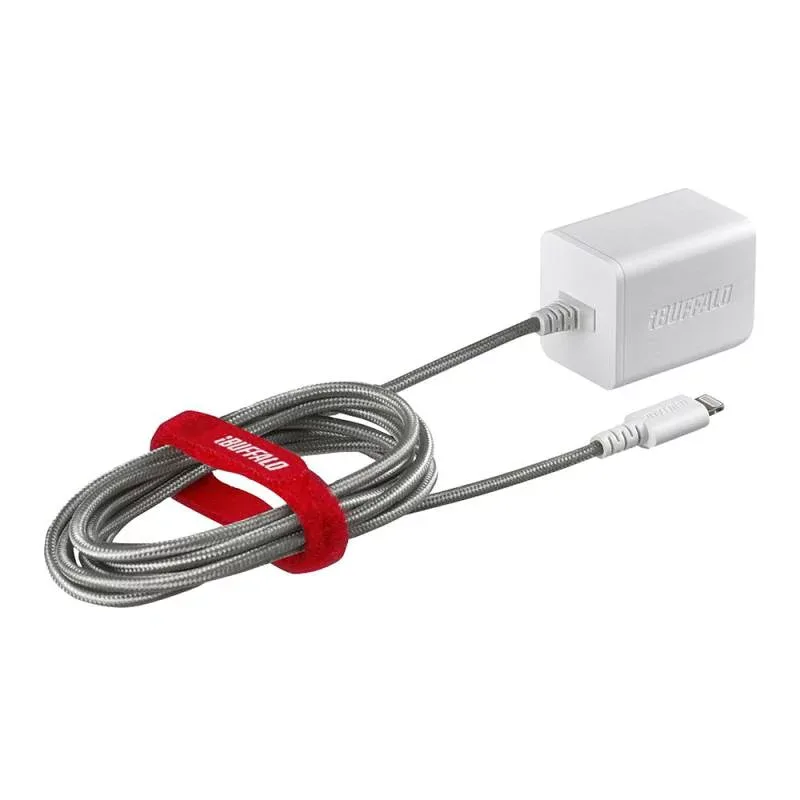 バッファロー 充電器 2.4A ファブリックケーブル ホワイト BSMPA2403LC1WH