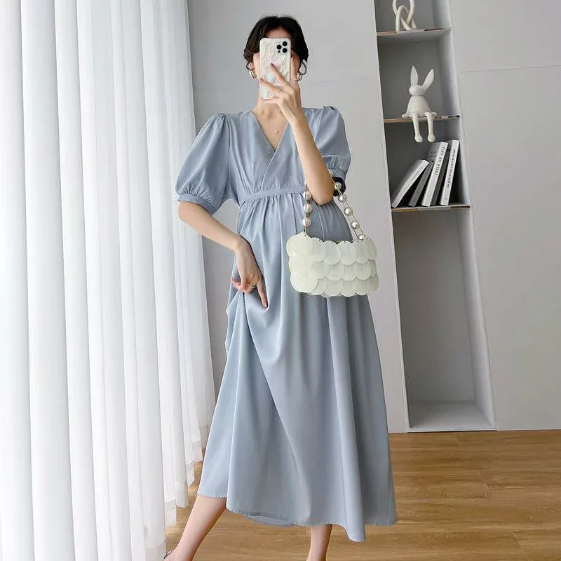 マタニティ ワンピース レディース おしゃれ マタニティウェア ロング丈 授乳服 大きいサイズ フレンチスタイル 春夏
