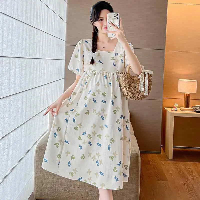 ワンピース マタニティ レディース 半袖 ゆったり 花柄 大きいサイズ ナチュラル かわいい おしゃれ 春夏 膝丈 ロング丈 フェミニン きれいめ 体型カバー 妊婦服 産前 産後 授乳服