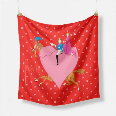 スカーフ レディース 小判 53cm おしゃれ フレンチスタイル レトロ ファッション 愛心柄 ハート柄 デコレーション 襟巻き 首元 シンプル 小物 オールシーズン