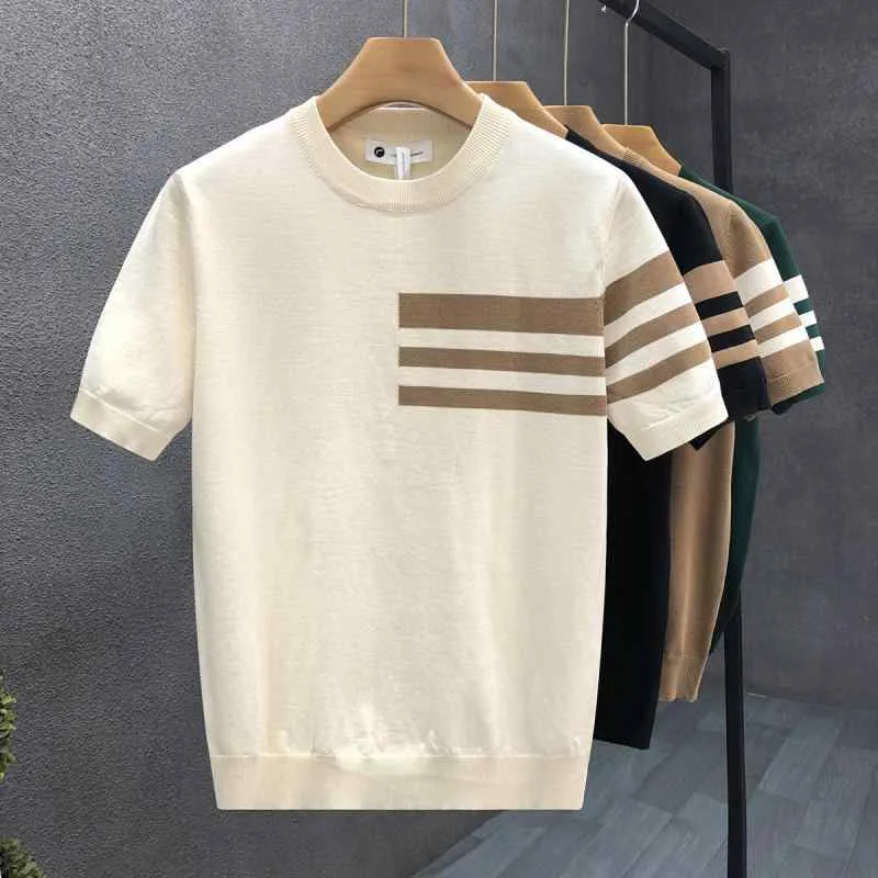 ニット メンズ レディース サマーニット 半袖 Tシャツ ラウンドネック クルーネック シンプル 薄手 インナー トップス 重ね着 カジュアル 春夏