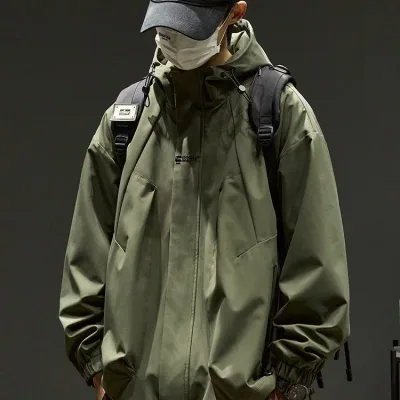 マウンテンパーカー メンズ 日系 ストリート ゆるめ フード付き 登山服 春秋 カジュアル アメリカン 工装 ジャケット アウター アウトドア
