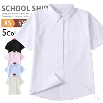 スクール シャツ 女子 半袖 丸襟 角襟 スクールシャツ スクールブラウス 制服 学生服 小学生 中学生 高校生 ワイシャツ 学生シャツ ブラウス フォーマル 半袖シャツ Yシャツ 大きい 小さ