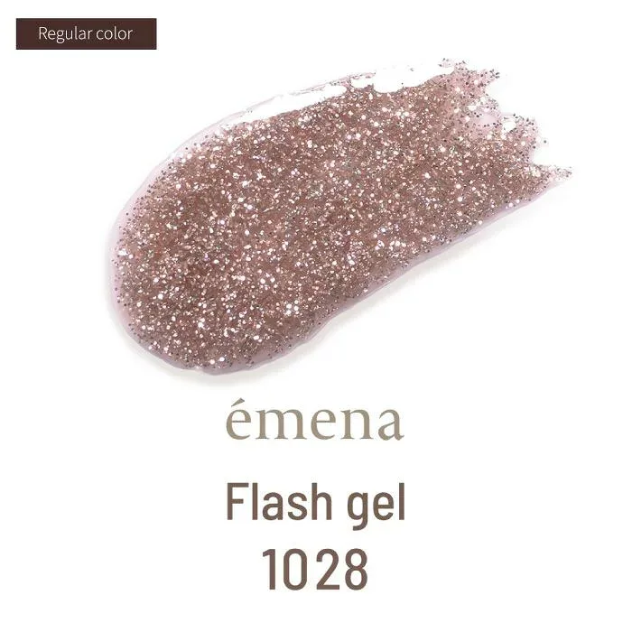 【エメナ公式】エメナ フラッシュジェル1028 ジェルネイル emena エメナ E-FL1028 人気 流行り カラー 色 ポリッシュ 派手 トレンド 綺麗 ハイライトフラッシュ ペールフラッシュ パーティーフラッシュ 夏 秋 冬 フラッシュ キラキラ ラメ フラ イエベ なじみ ベージュ