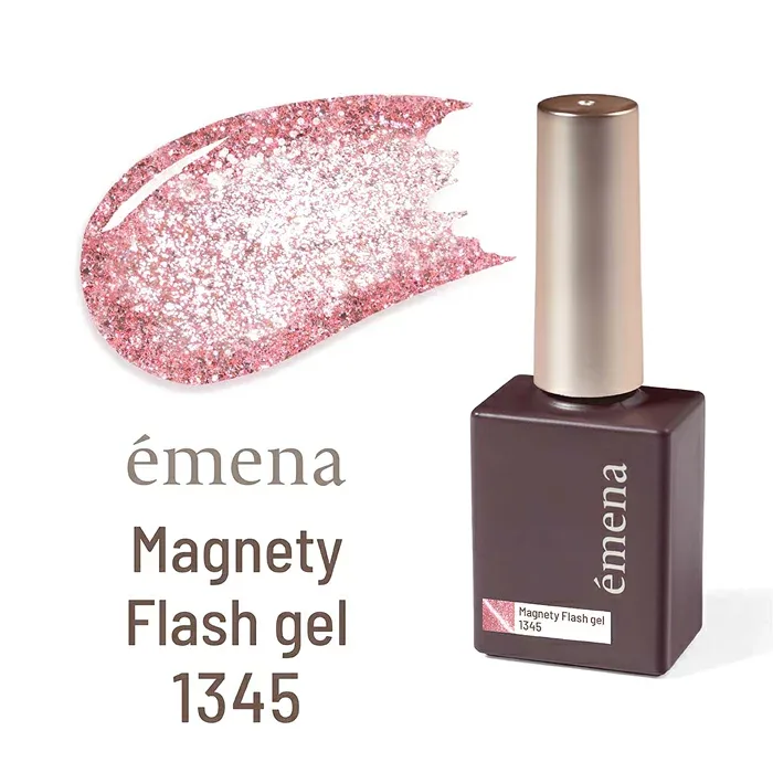 エメナ マグネティフラッシュジェル 1345 EMENA E-MF1345 ジェルネイル マグネット フラッシュマグ ピンク フラミンゴピンク 桜 グリッター ラメ キラキラ ギラギラ ザクザク うるちゅる かわいい 春ネイル トレンド 人気 HEMAフリー TPOフリー