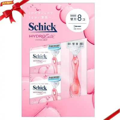 Schick(シック) ハイドロシルク クラブパック 本体刃付 + 替刃8個 女性用カミソリ 5枚刃 ボディシェーバー 保湿ジェル 角質ケア