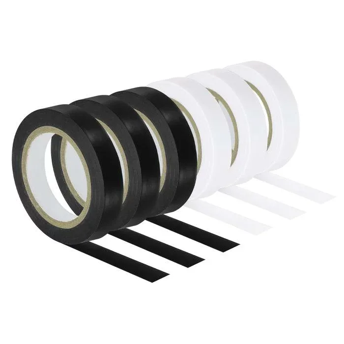 PATIKIL 10 M グリップ仕上げテープ 6個 PVC ラケット仕上げテープ ラケットアクセサリー 粘着シール テニス バドミン トン用 黒/ホワイト