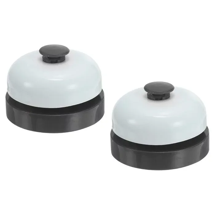 PATIKIL デスクコールベル 直径6.4 cm 2個 ディナーデスクのフロントベル サービス用 金属 防錆構造 ホテル レストラン 受付エリア 倉庫用 黒/ホワイト