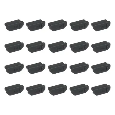 PATIKIL 0.6"ダストプラグ 20個 アンチダストプラグカバーシリコン充電キャップポートカバープロテクター女性用U S Bコンピューターセル電話ポートデバイス 黒