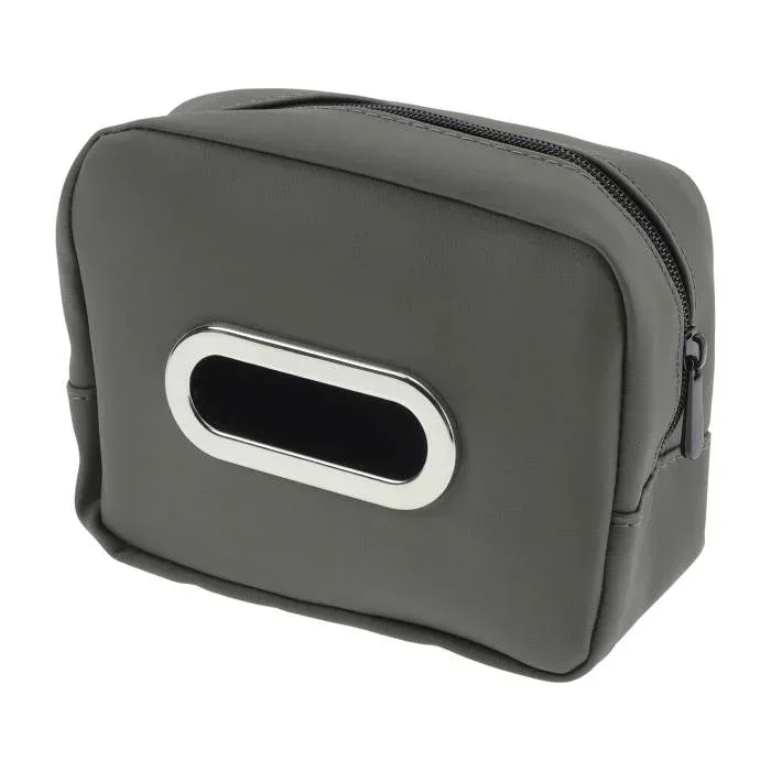 VekAuto 車用ティッシュホルダー 車用ティッシュボックスオーガナイザー ナッパレザー 17.5x13x7cm グレー 1個