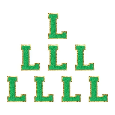 PATIKIL レターパッチ 8枚入り イニシャル文字 アイロン接着パッチ 刺繍入りファブリック 2.76インチ アルファベットステッカー 服・帽子・化粧ポーチ用 DIY 緑