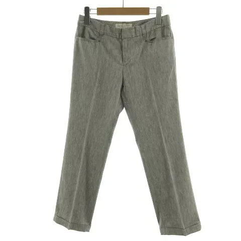 【中古】B&Y ユナイテッドアローズ BEAUTY&YOUTH ビューティー&ユース パンツ スリムストレート 裾ダブル バックシンチベルト ストレッチ 日本製 リネン混 グレー M レディース 【ベクトル 古着】 230908