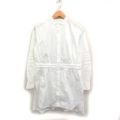 【中古】マカフィー MACPHEE トゥモローランド シャツ チュニック 長袖 バンドカラー 刺繍 コットン 綿 36 ホワイト 白 /FT42 レディース 【ベクトル 古着】 251129