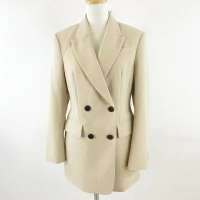 【中古】エイチ&エム H&M テーラードジャケット 長袖 ダブル ベージュ 34 *T447 レディース 【ベクトル 古着】 260408