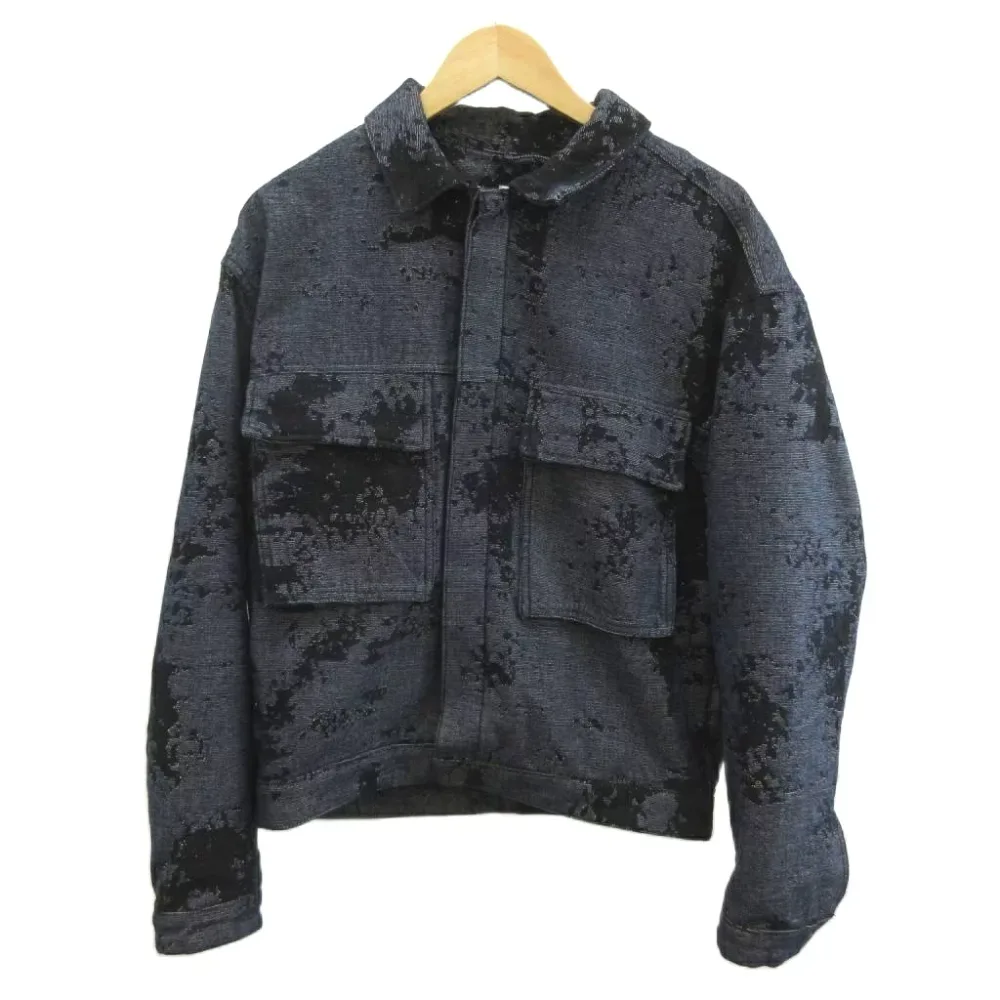 【中古】ザラ ZARA ジャケット 上着 M 紺 ネイビー 黒 ブラック デジタルカモ柄 襟付き 長袖 /NP ■ECE004 メンズ 【ベクトル 古着】 260414