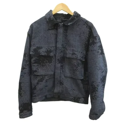 【中古】ザラ ZARA ジャケット 上着 M 紺 ネイビー 黒 ブラック デジタルカモ柄 襟付き 長袖 /NP ■ECE004 メンズ 【ベクトル 古着】 260414