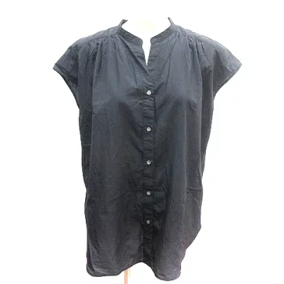 【中古】グリーンレーベルリラクシング ユナイテッドアローズ green label relaxing シャツ ブラウス フレンチスリーブ 黒 ブラック /AU レディース 【ベクトル 古着】 260413