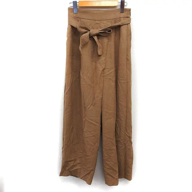【中古】ボールジー BALLSEY トゥモローランド タック ワイド パンツ 無地 リボン ウール 32 ベージュ /FT36 レディース 【ベクトル 古着】 260427