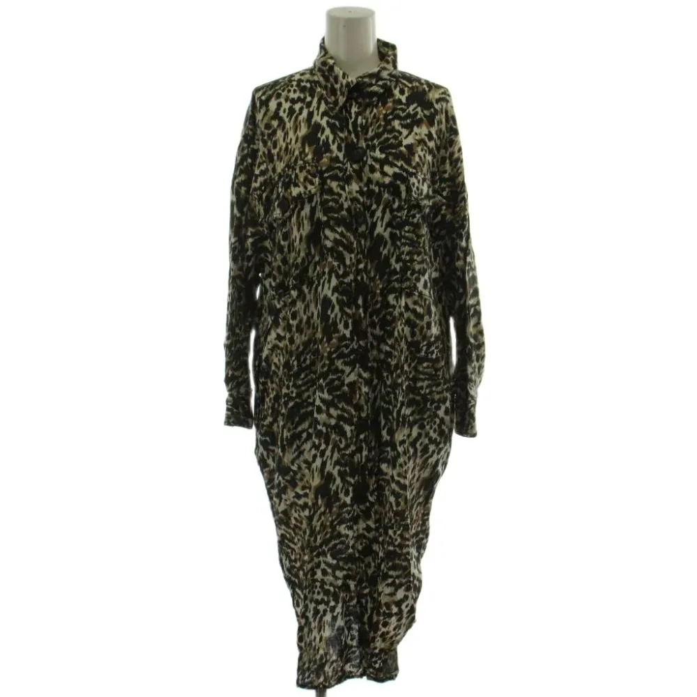 【中古】ザラ ZARA シャツワンピース シャツワンピ EUR S 黒 茶 長袖 ロング丈 総柄 /GG レディース 【ベクトル 古着】 260516