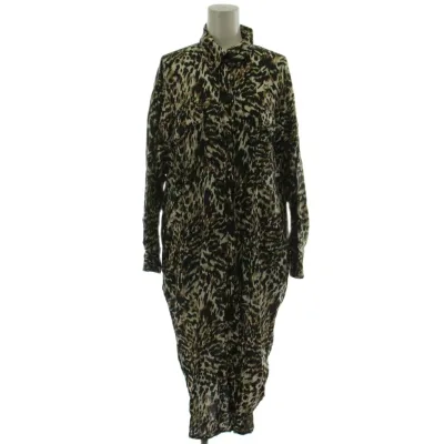 【中古】ザラ ZARA シャツワンピース シャツワンピ EUR S 黒 茶 長袖 ロング丈 総柄 /GG レディース 【ベクトル 古着】 260516