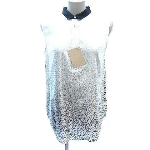 【中古】バンドオブアウトサイダーズ Band of Outsiders チュニック シャツ ブラウス タイニーカラー レオパード ヒョウ柄 ノースリーブ 1 S 白 ホワイト /AU レディース 【ベクトル 古着】 260601