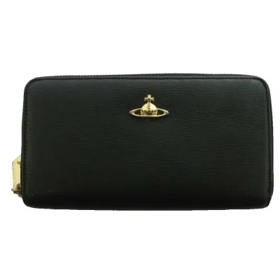 【中古】ヴィヴィアンウエストウッド Vivienne Westwood オーブ 長財布 ウォレット ラウンドファスナー レザー 黒 ブラック /SS ■OS レディース 【ベクトル 古着】 260612